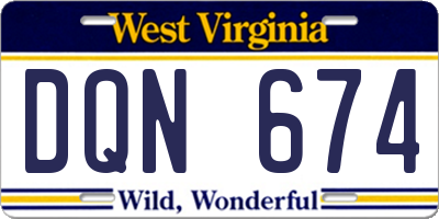 WV license plate DQN674