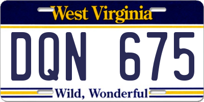 WV license plate DQN675