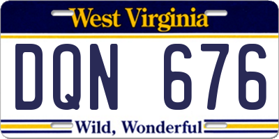 WV license plate DQN676