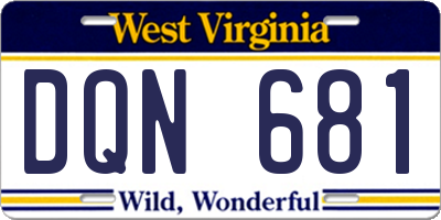 WV license plate DQN681