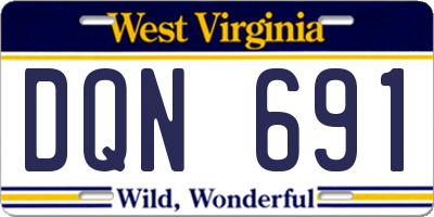 WV license plate DQN691
