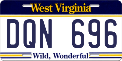 WV license plate DQN696