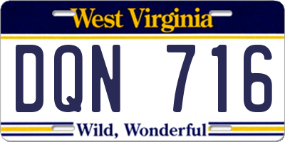 WV license plate DQN716