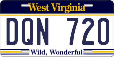 WV license plate DQN720