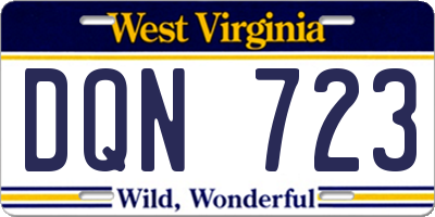 WV license plate DQN723