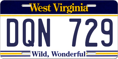 WV license plate DQN729