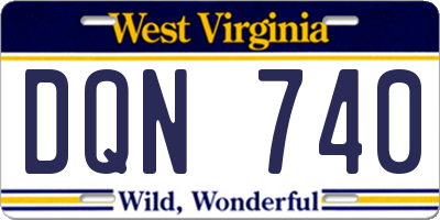 WV license plate DQN740