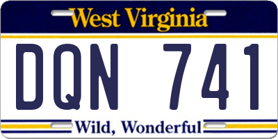WV license plate DQN741