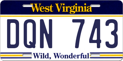 WV license plate DQN743