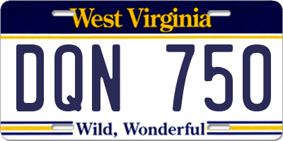WV license plate DQN750