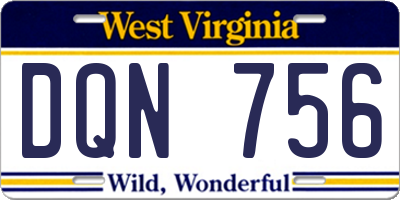 WV license plate DQN756