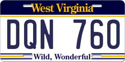 WV license plate DQN760