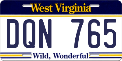 WV license plate DQN765