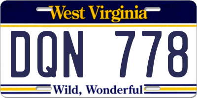 WV license plate DQN778