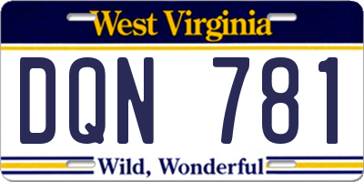 WV license plate DQN781