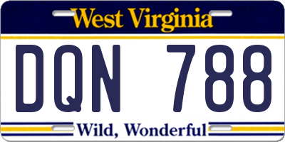 WV license plate DQN788
