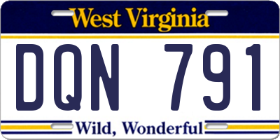 WV license plate DQN791