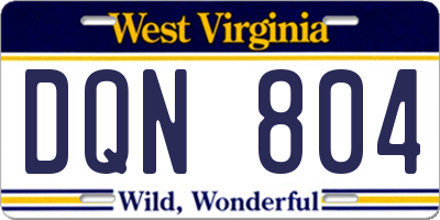 WV license plate DQN804
