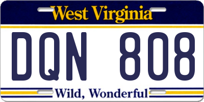 WV license plate DQN808