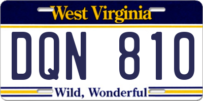 WV license plate DQN810