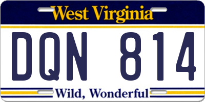 WV license plate DQN814