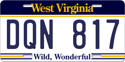 WV license plate DQN817