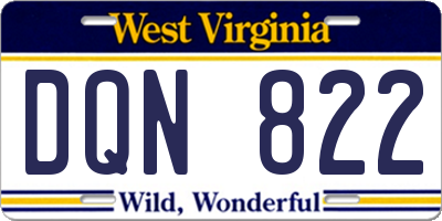 WV license plate DQN822