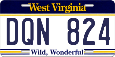 WV license plate DQN824