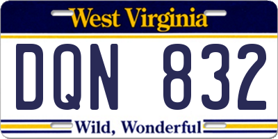 WV license plate DQN832