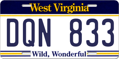WV license plate DQN833