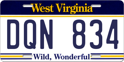 WV license plate DQN834