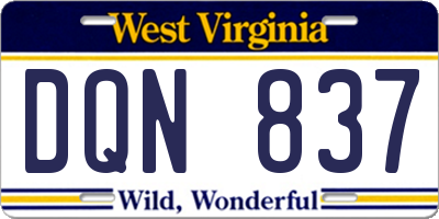 WV license plate DQN837