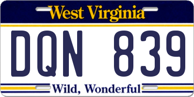 WV license plate DQN839