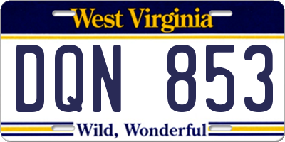 WV license plate DQN853