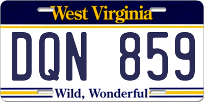 WV license plate DQN859