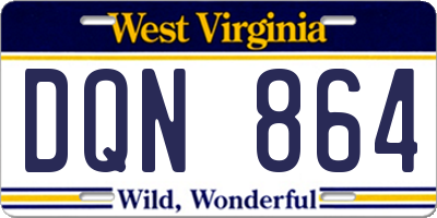 WV license plate DQN864