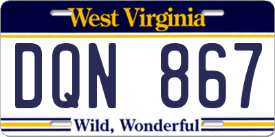 WV license plate DQN867