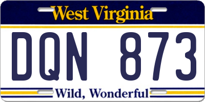 WV license plate DQN873