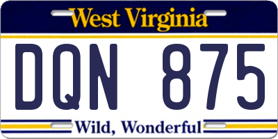 WV license plate DQN875