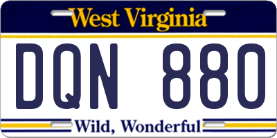 WV license plate DQN880