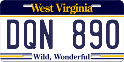 WV license plate DQN890