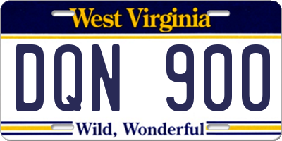 WV license plate DQN900