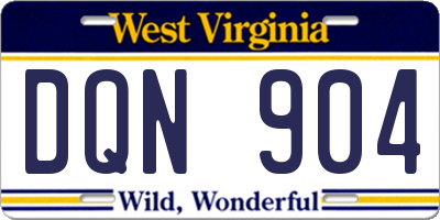 WV license plate DQN904
