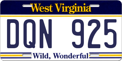 WV license plate DQN925