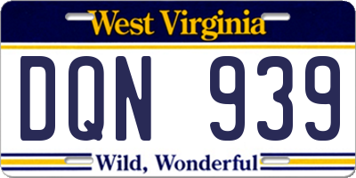 WV license plate DQN939
