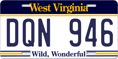 WV license plate DQN946