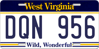 WV license plate DQN956