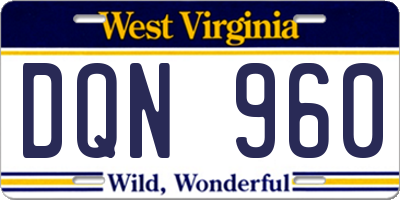 WV license plate DQN960