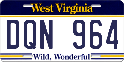 WV license plate DQN964