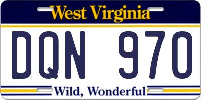 WV license plate DQN970